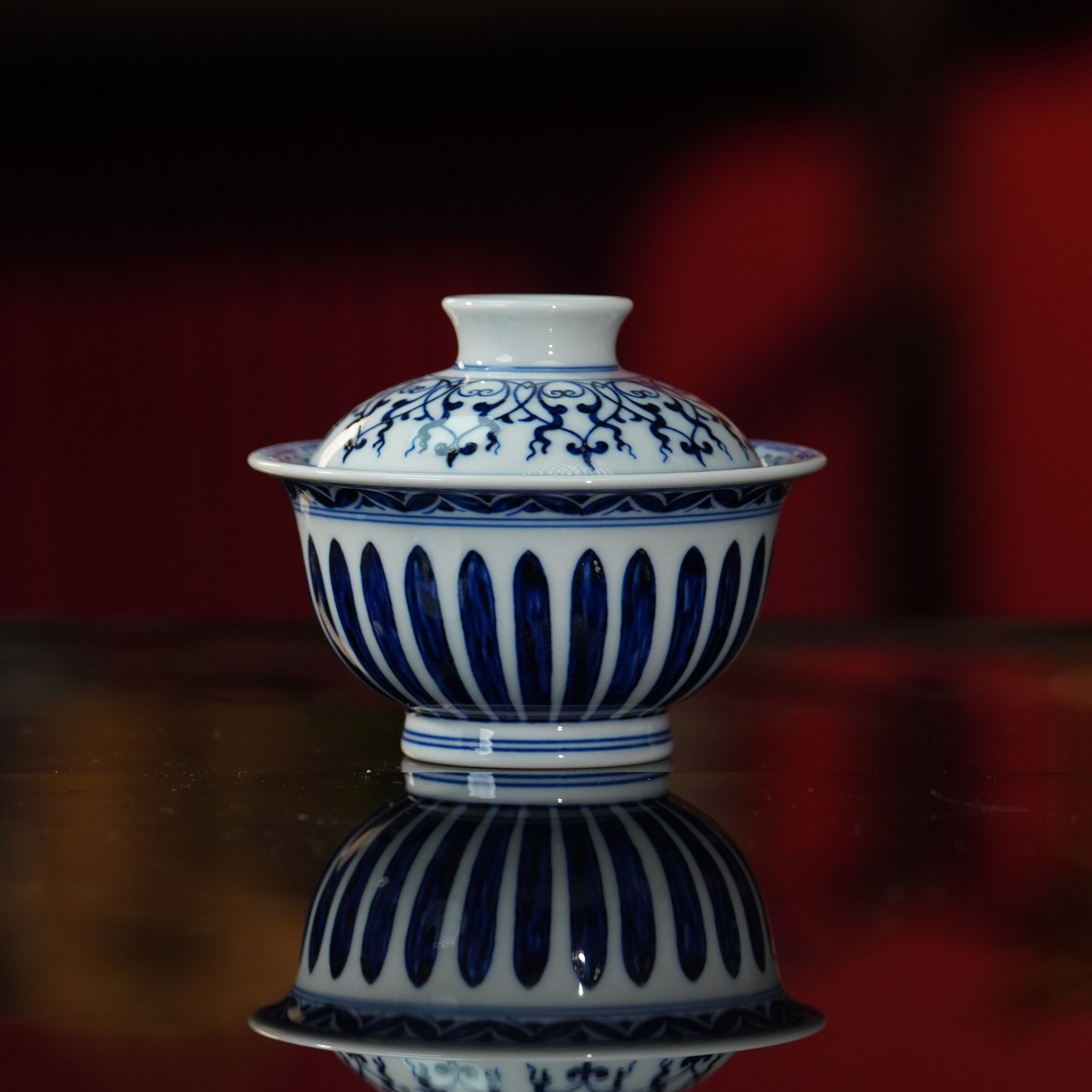 佩古斋  菊瓣鸡心盖碗