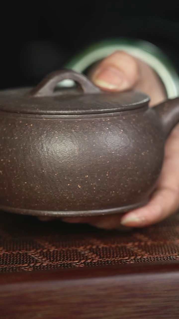 【闪购商品】紫砂茶壶xj 粗砂天青  圆鼓