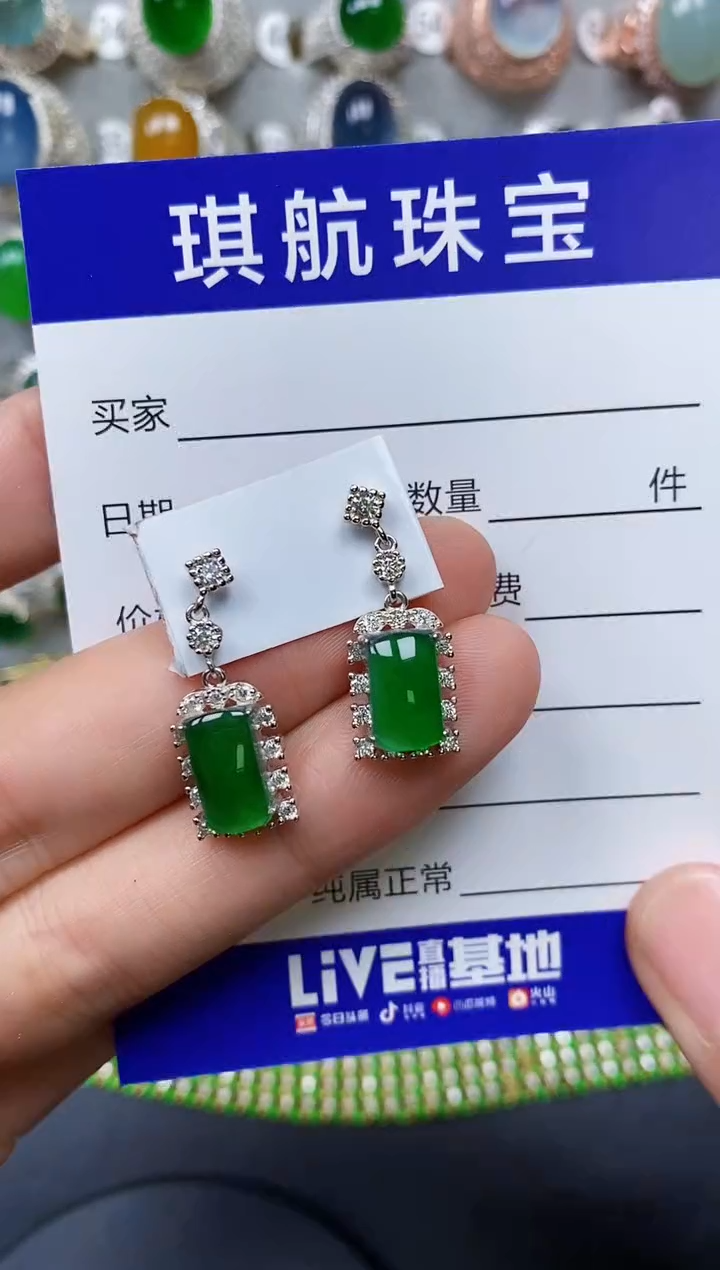 【闪购商品】翡翠耳饰银S925镶嵌0551