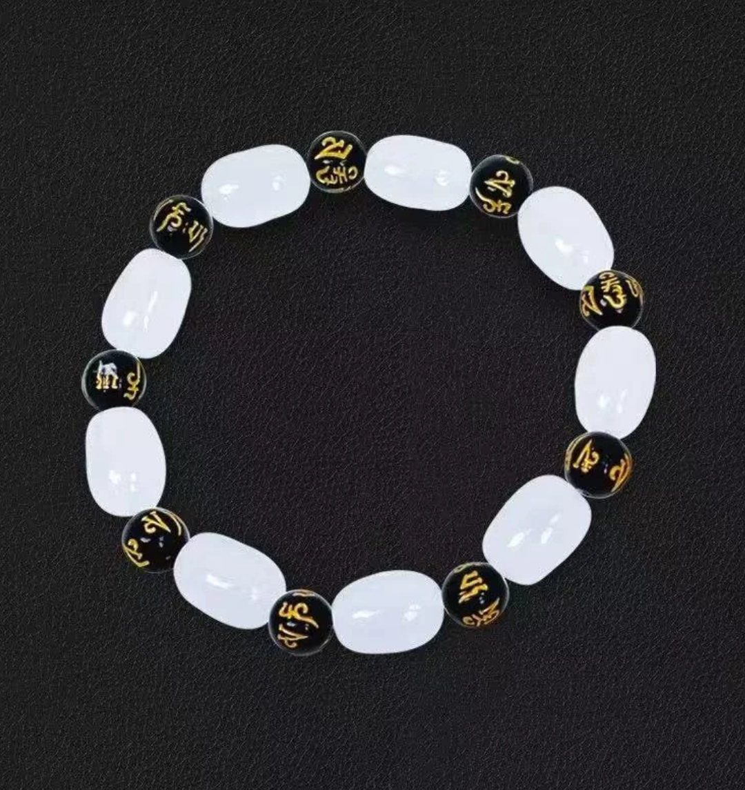 精品白色精美复古宫廷古法琉璃白月光手串复古DIY串珠无礼盒 L005