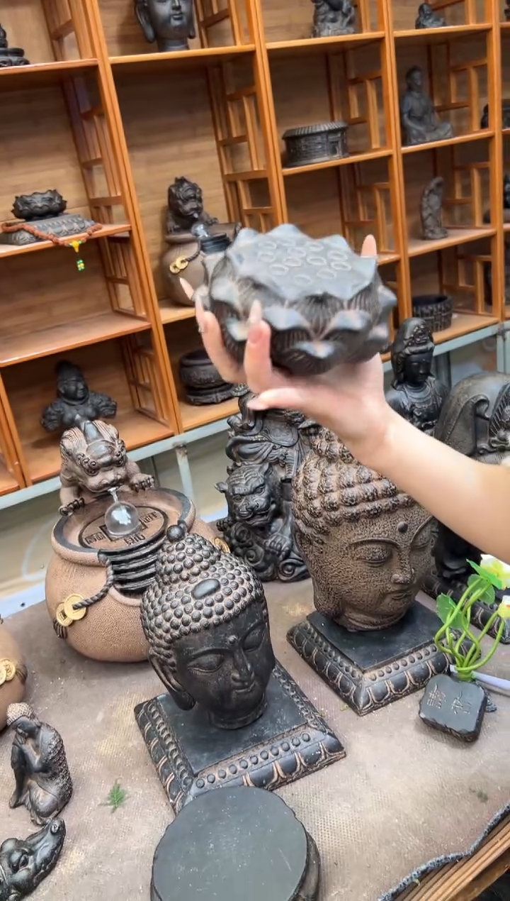 陶土【火山泥】莲蓬实心底座