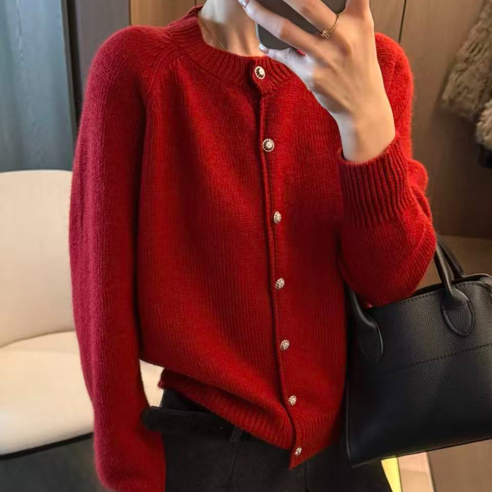 花花 冬款全羊毛新款毛衣开衫