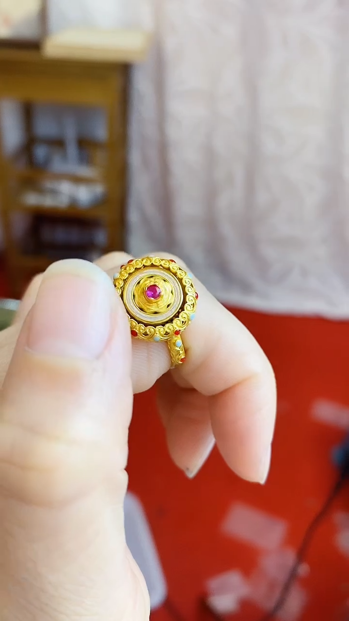 合金无宝项花戒指