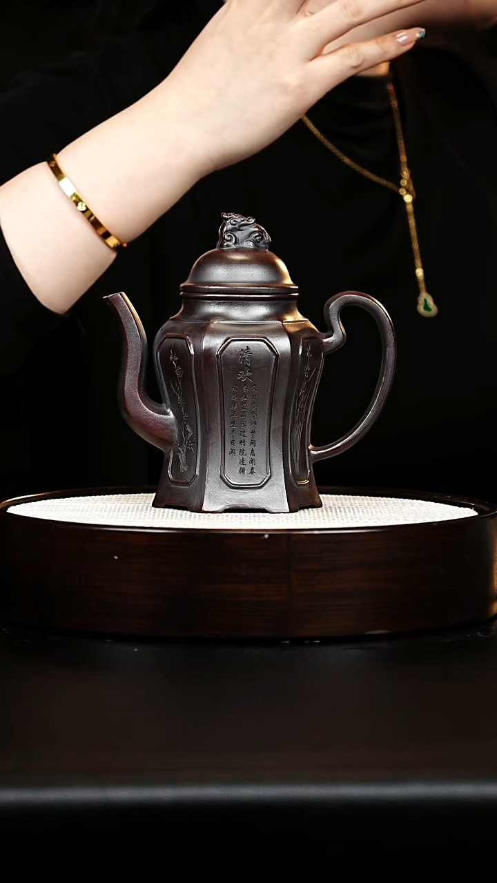 茶壶紫砂宫灯壶 