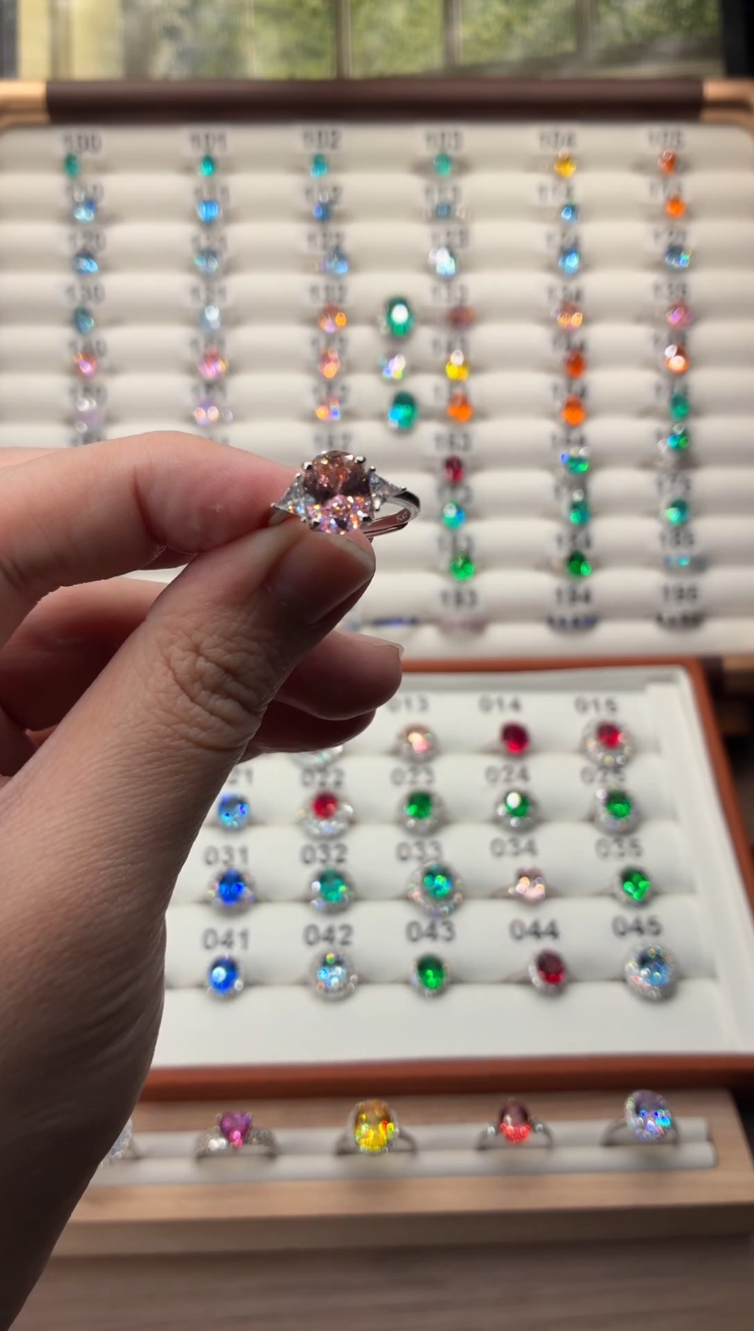 戒指彩色蓝宝石银S925镶嵌0012