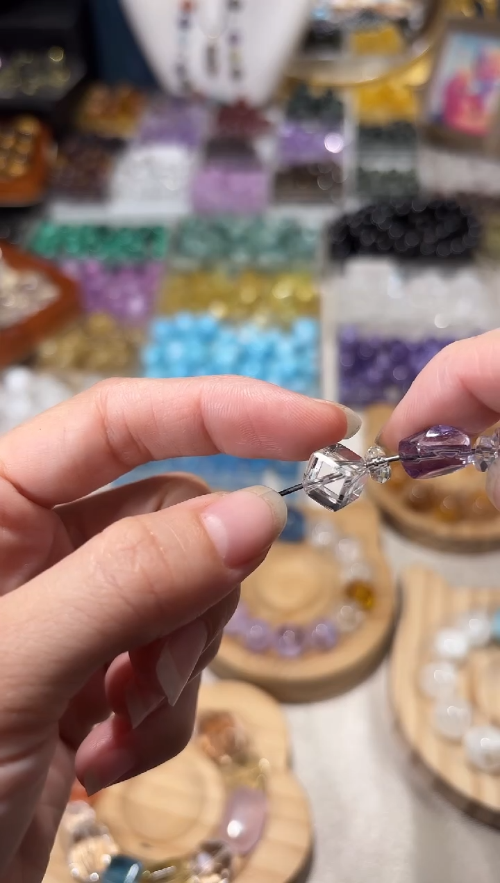 水晶手串未镶嵌新款白水晶斜切卡9单颗