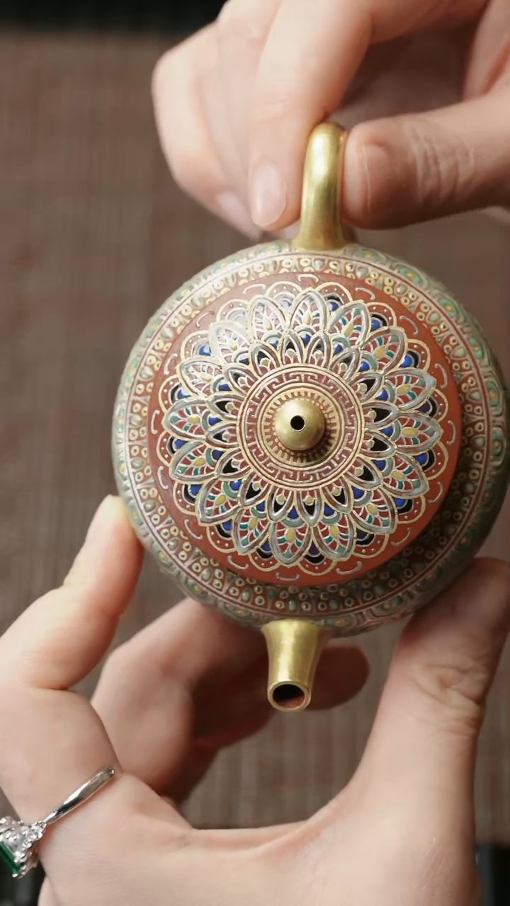 【闪购商品】紫砂茶壶五堂 宝相宋锦壶