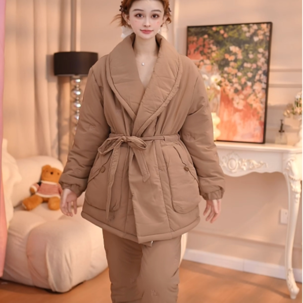 查理夫人【测款4】套装2025新款睡衣女三层夹棉冬季加绒加厚睡衣