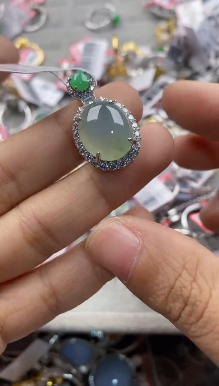 银S925镶嵌戒指翡翠999                 4