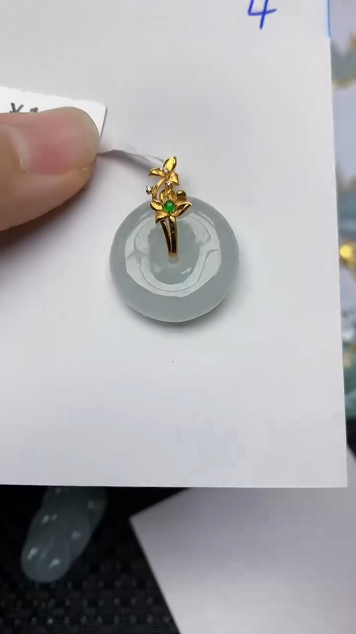 【闪购商品】翡翠颈饰18K金镶嵌天然翡翠a货