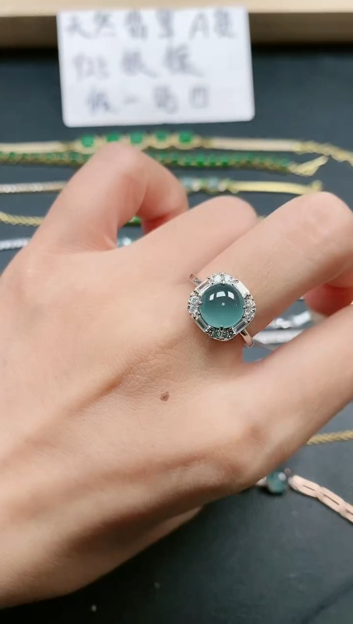 翡翠戒指银S925镶嵌111111