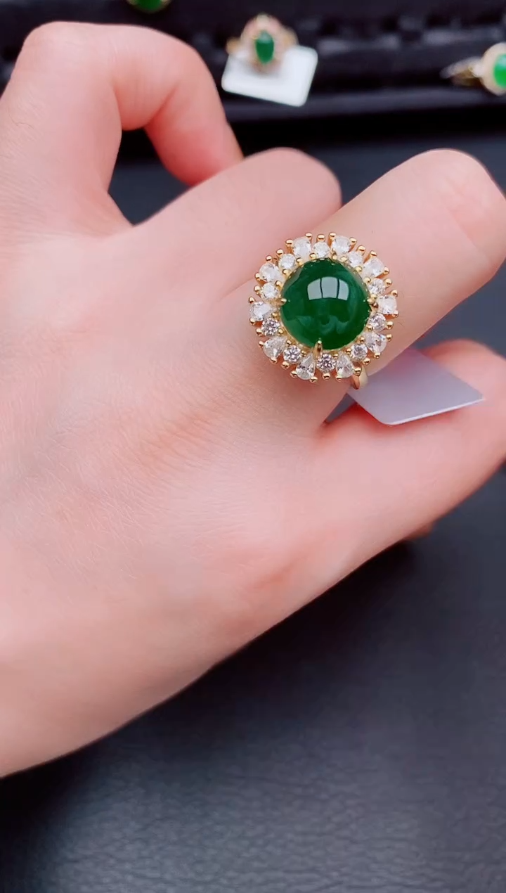 【闪购商品】翡翠戒指银S925镶嵌天然a货翡翠183