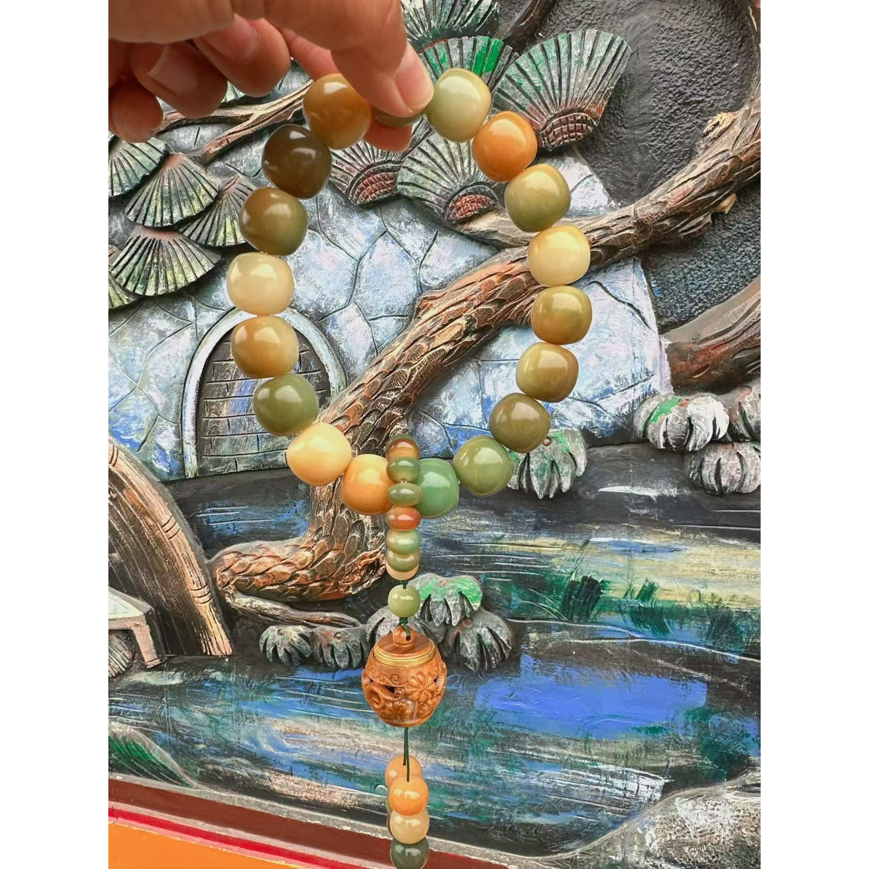 天然菩提根大尺寸桶珠敦煌17-18大尺寸手串手持男女文玩