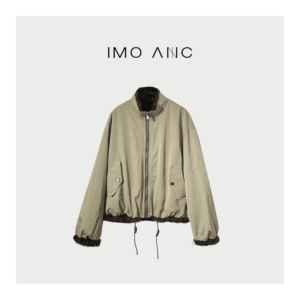 IM SO FANCY双面穿兔毛小立领外套SQ2083