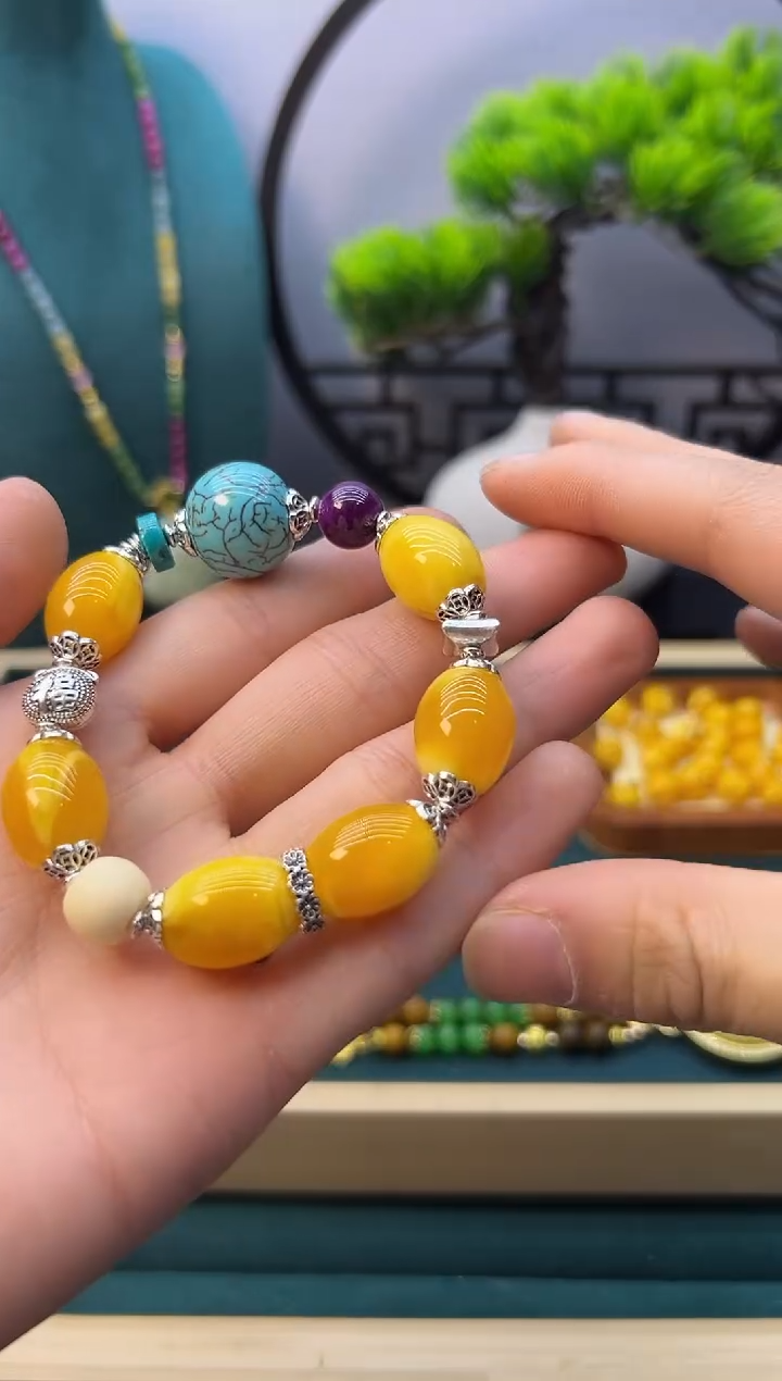 【闪购商品】蜜蜡手链银S925镶嵌S295             