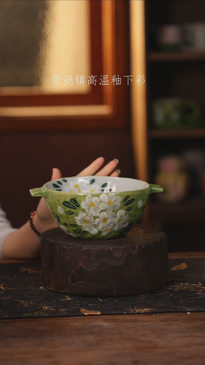 陶瓷景德镇高温釉下手绘陶瓷@L300@