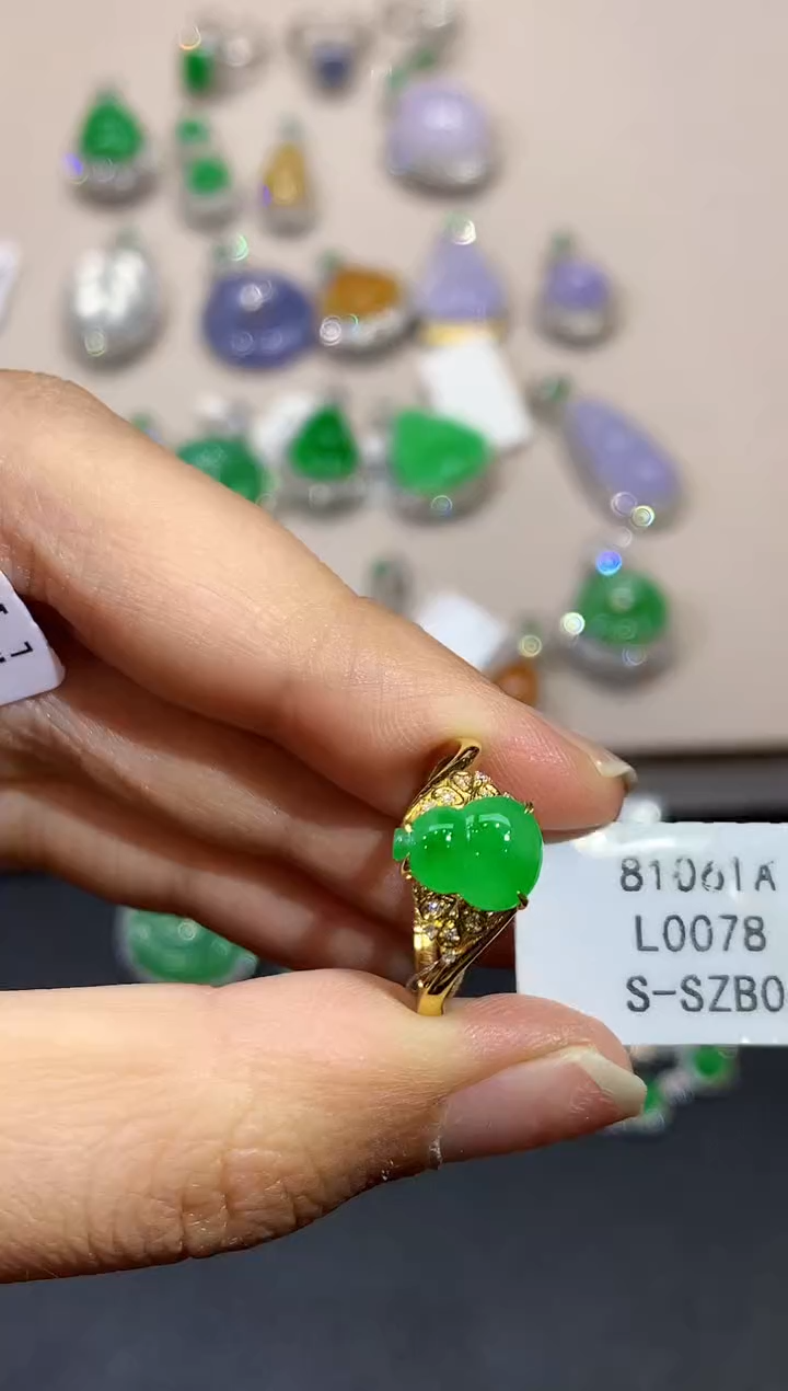 翡翠戒指18K金镶嵌L0078多样性发其一