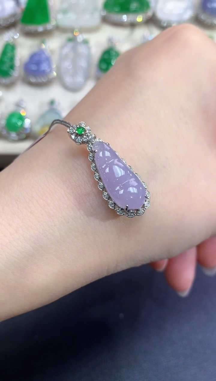 【闪购商品】翡翠颈饰18K金镶嵌B34 多样性一件发货紫货有色差