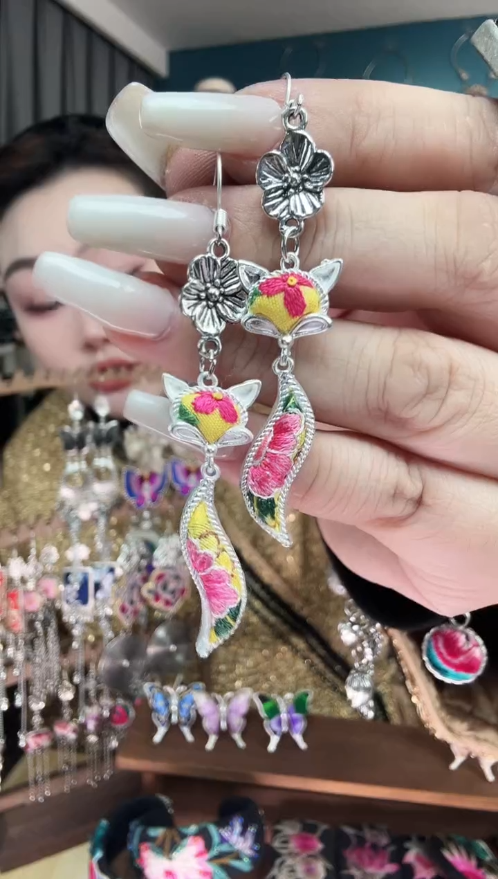 刺绣纯手工民族风刺绣耳环