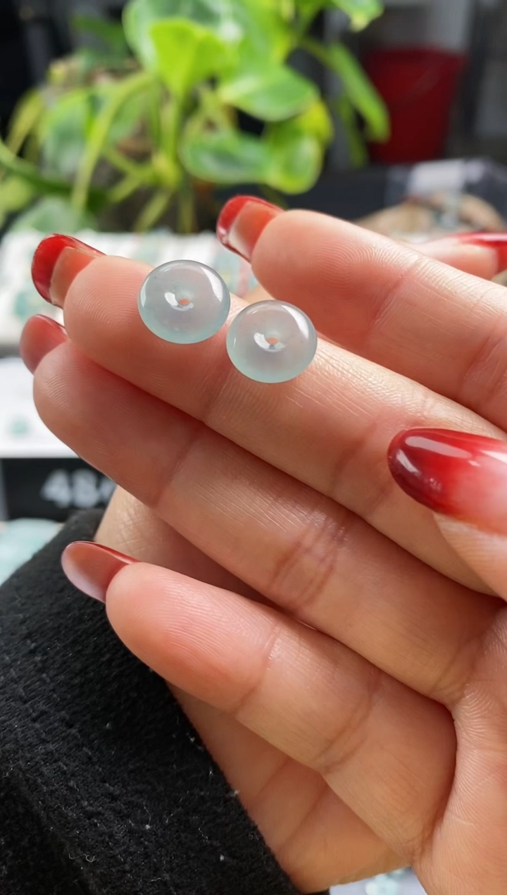 【闪购商品】翡翠散珠平安扣一对