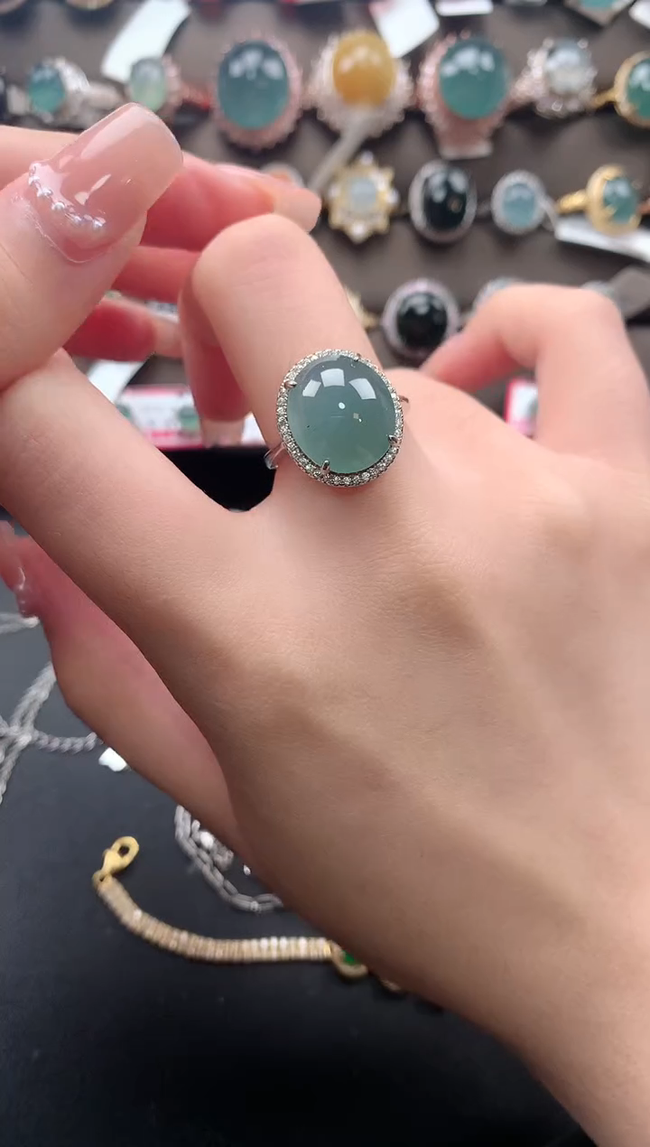 【闪购商品】翡翠戒指银S925镶嵌52141