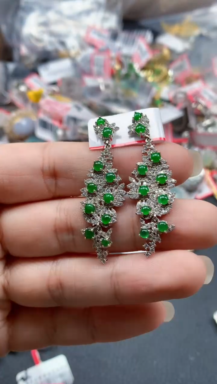 银S925镶嵌戒指翡翠天然A货缅甸翡翠