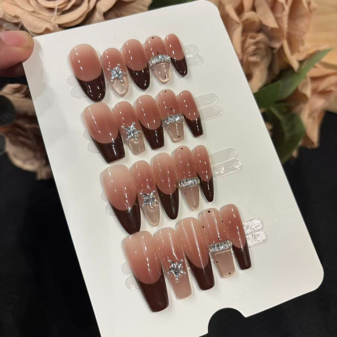 【甜酒】纯手工穿戴甲猫眼美甲贴片可拆卸指甲贴片10片装