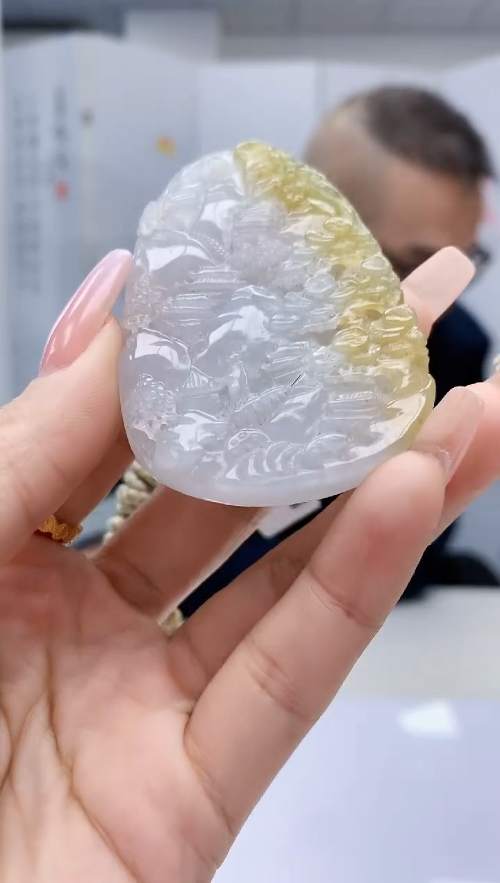 【闪购商品】定制翡翠未镶嵌1502lr-毛货挂件77