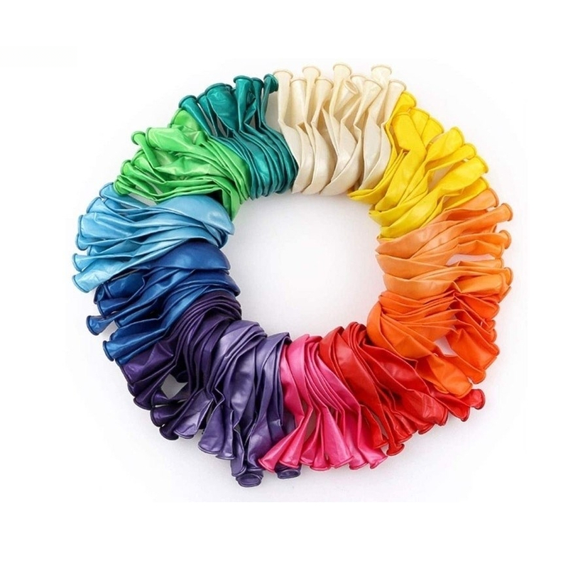 120个装12寸2.8克珠光彩色混色彩虹乳胶气球生日婚礼派对用品汽球