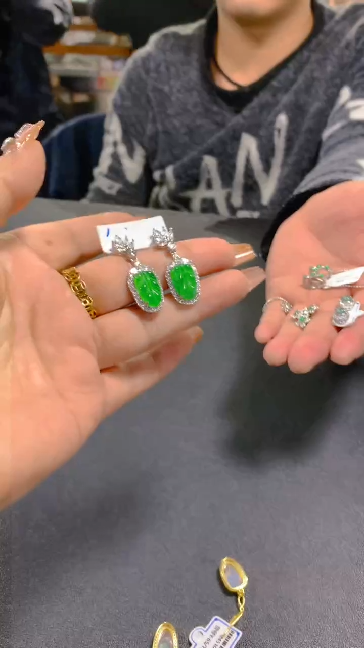 【闪购商品】翡翠耳饰银S925镶嵌0732965862/多样性发一