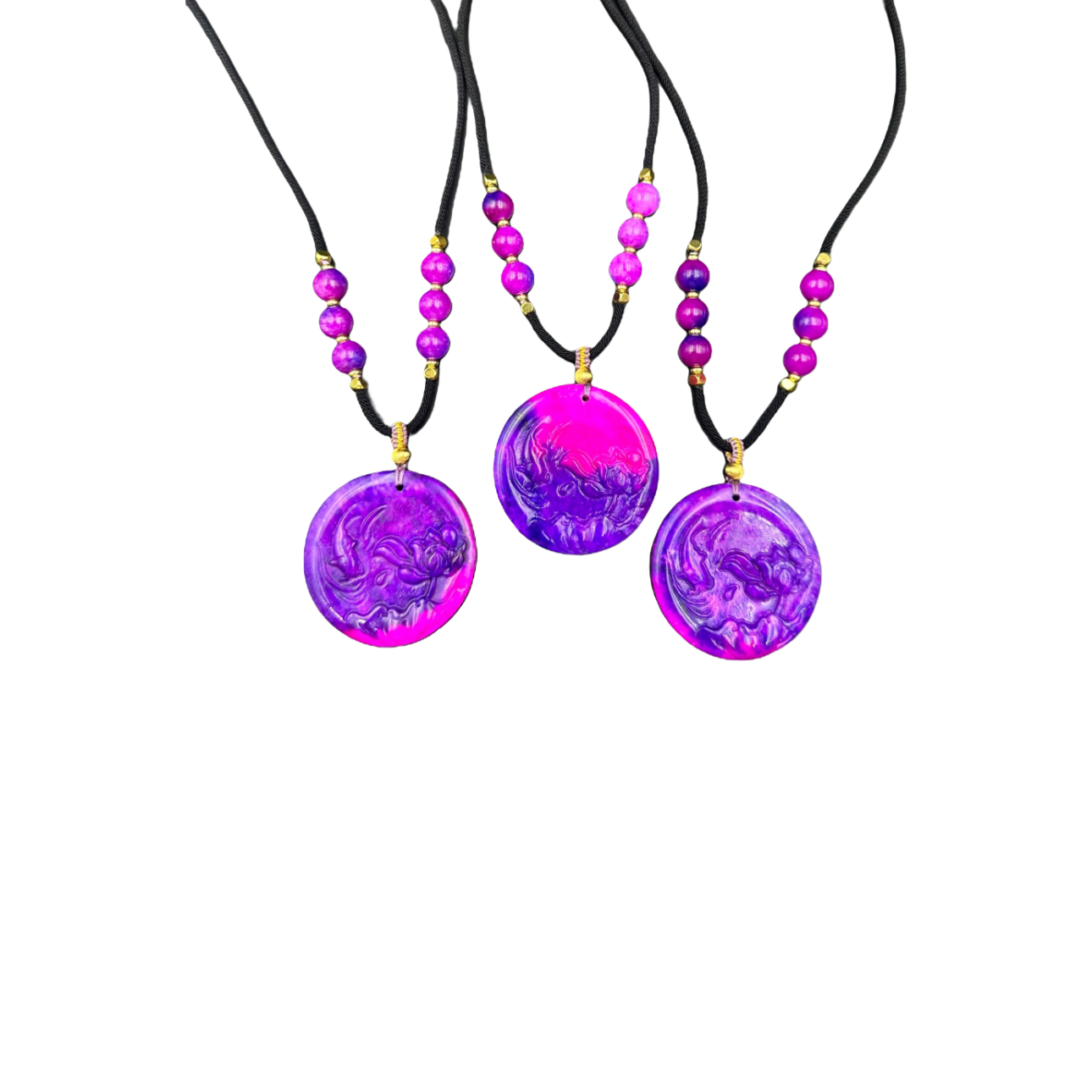 渐变紫玛瑙圆牌吊坠A28-550赠礼盒(多样性发其一)赠绳