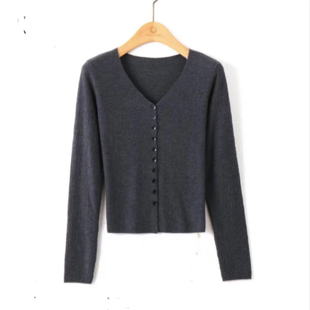 2024秋季新款针织开衫气质显瘦外搭纯色简约长袖女