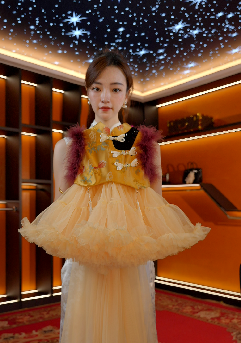 公主与女王2025秋冬加绒新款女童中国风秋冬连衣裙MF1100
