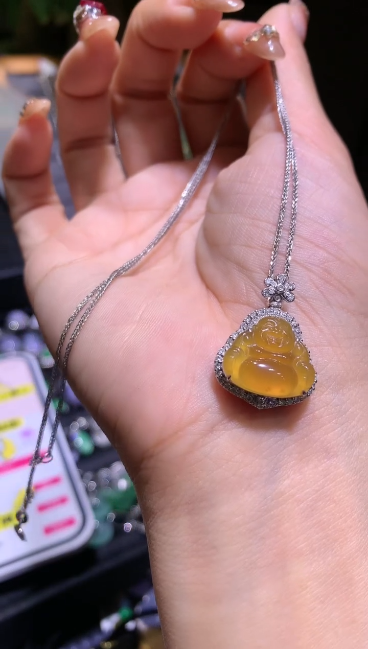 【闪购商品】翡翠吊坠(不含链)18K金镶嵌佛公