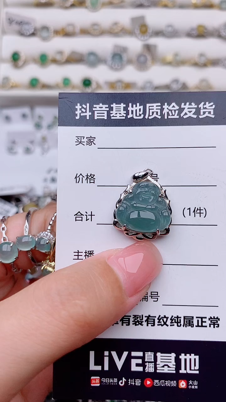 吊坠(赠链)银S925镶嵌翡翠............