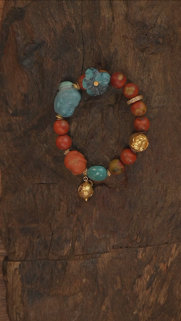 【闪购商品】南红玛瑙手串18K金镶嵌S2920-定制