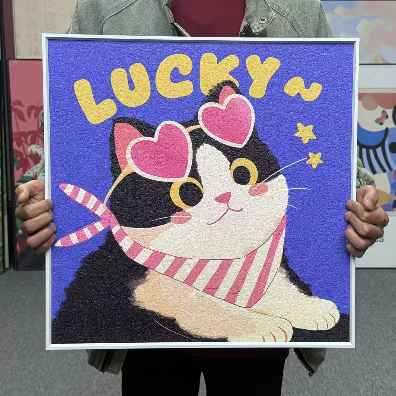 奶油风多巴胺色客厅装饰画卡通沙发背景墙壁画儿童房卧室挂画5050