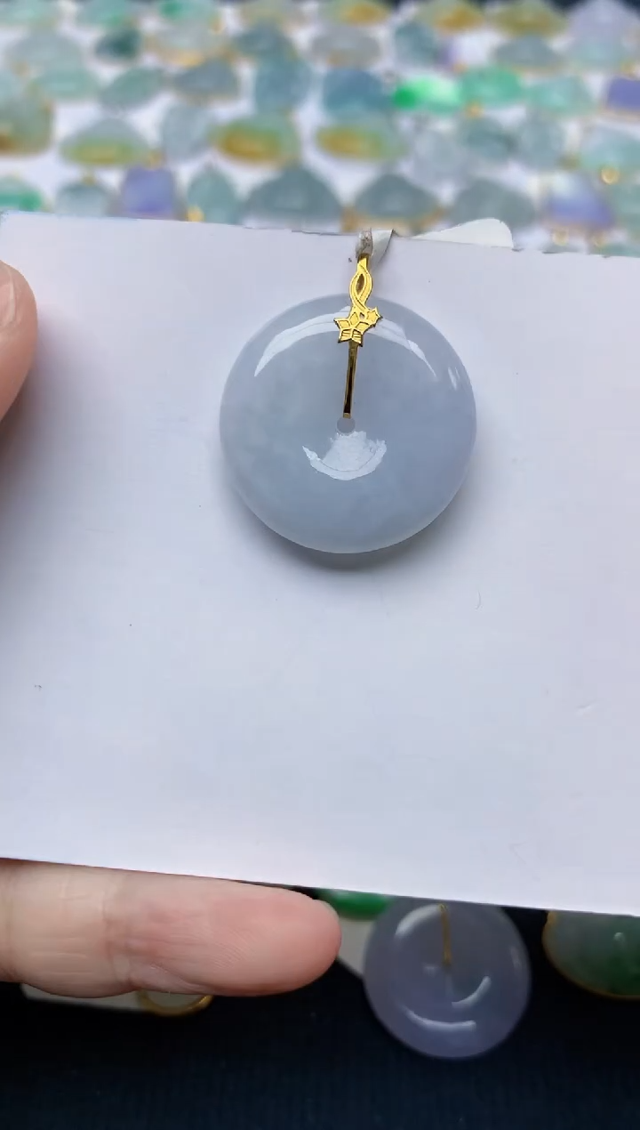 翡翠18K金镶嵌颈饰天然缅甸A货翡翠