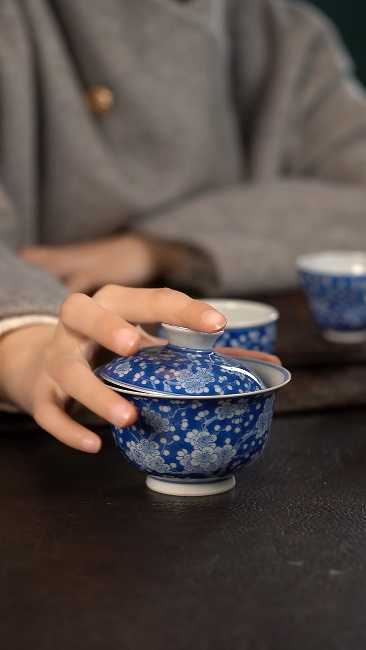 【闪购商品】杯聚澜堂蓝地冰梅盖碗