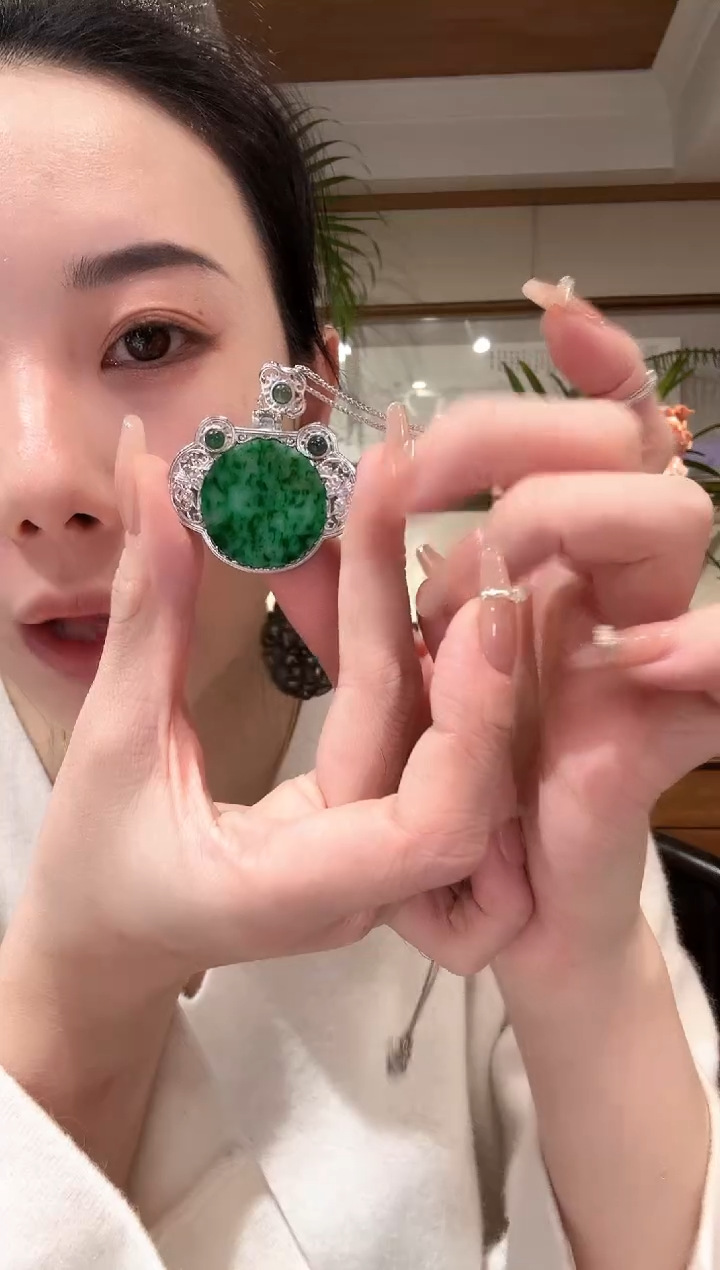 【闪购商品】翡翠颈饰银S925镶嵌国风