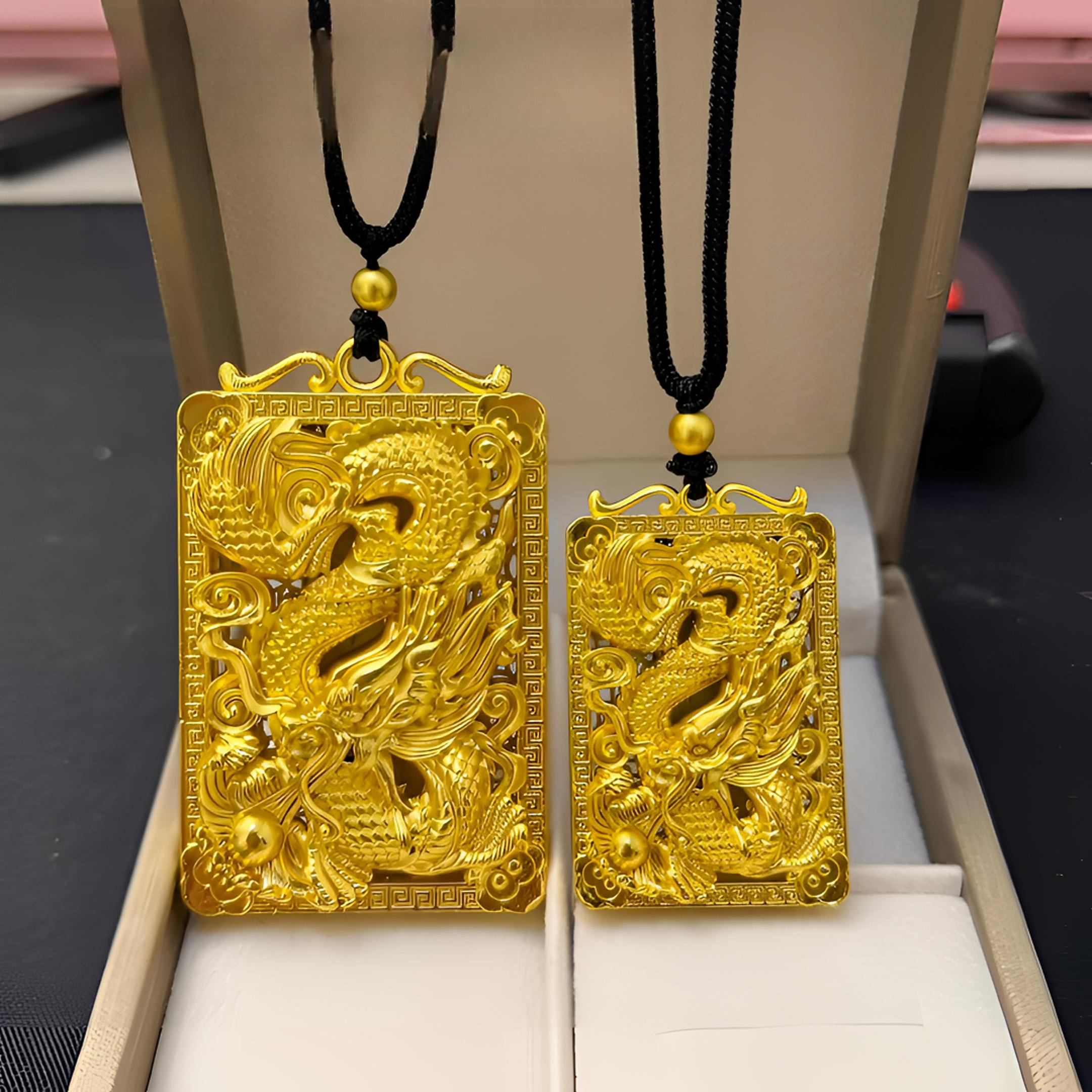 合金吊坠 合金吊坠项链龙行天下霸气华夏威龙镂空轻奢时尚男士