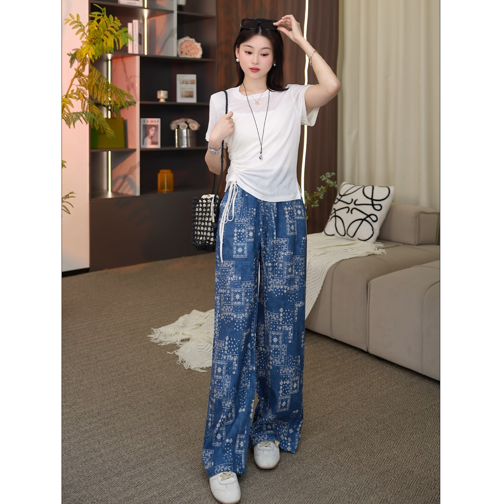 【Vivi·Studio】短袖夏季不规则纯色圆领上衣预JJX5SY3099