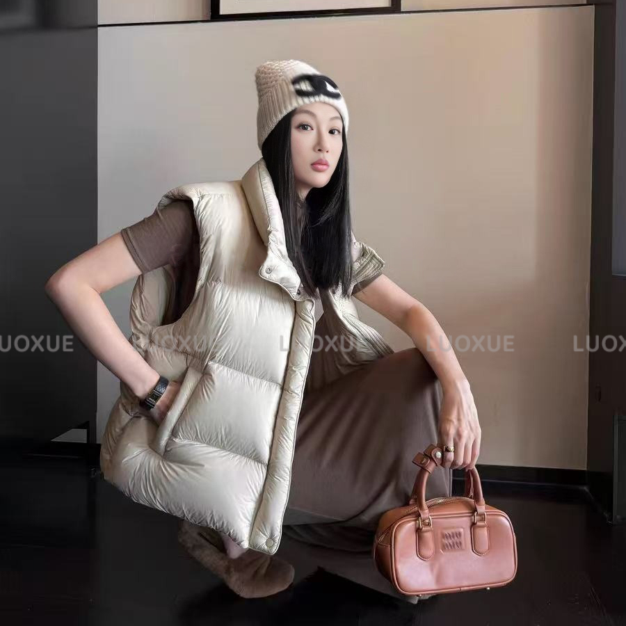 LUOXUE 90鹅绒云感蓬松泡芙马甲羽绒服 白鹅绒零重力感保暖轻薄新