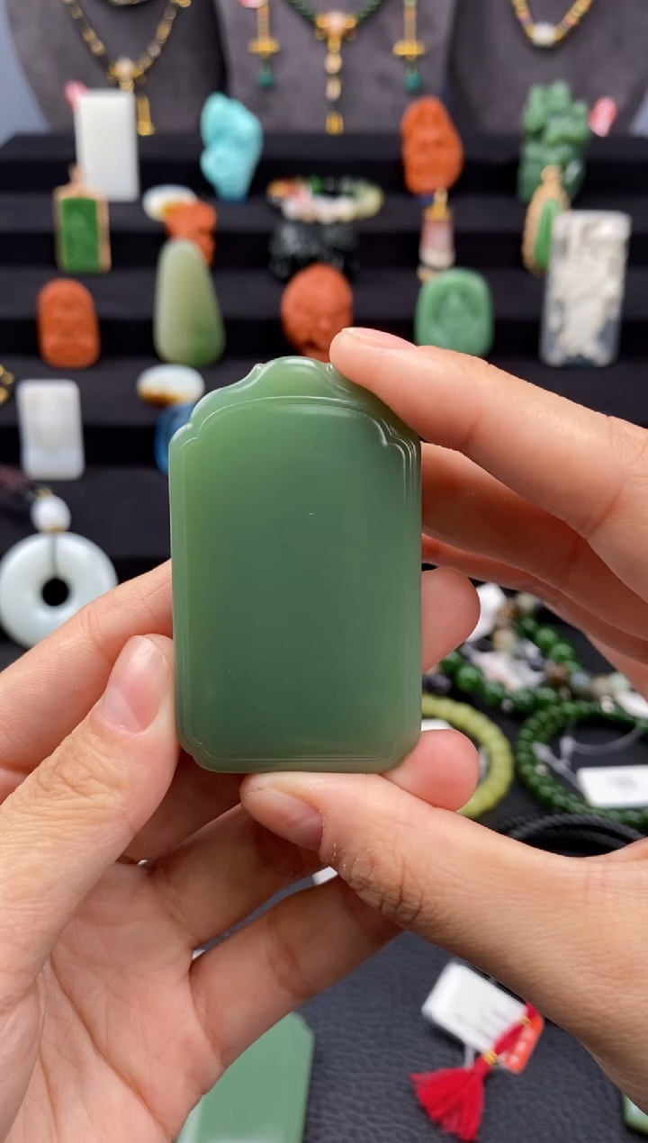 【闪购商品】和田玉-未镶嵌粉青无事牌