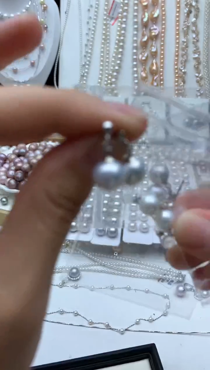 银S925镶嵌淡水珍珠耳饰多样性发其一