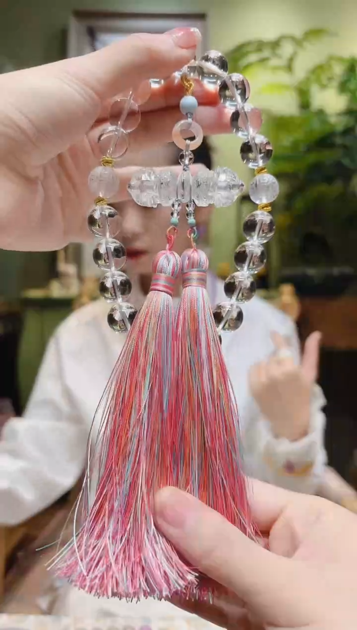 【闪购商品】水晶车挂未镶嵌降魔杵粉流苏车挂