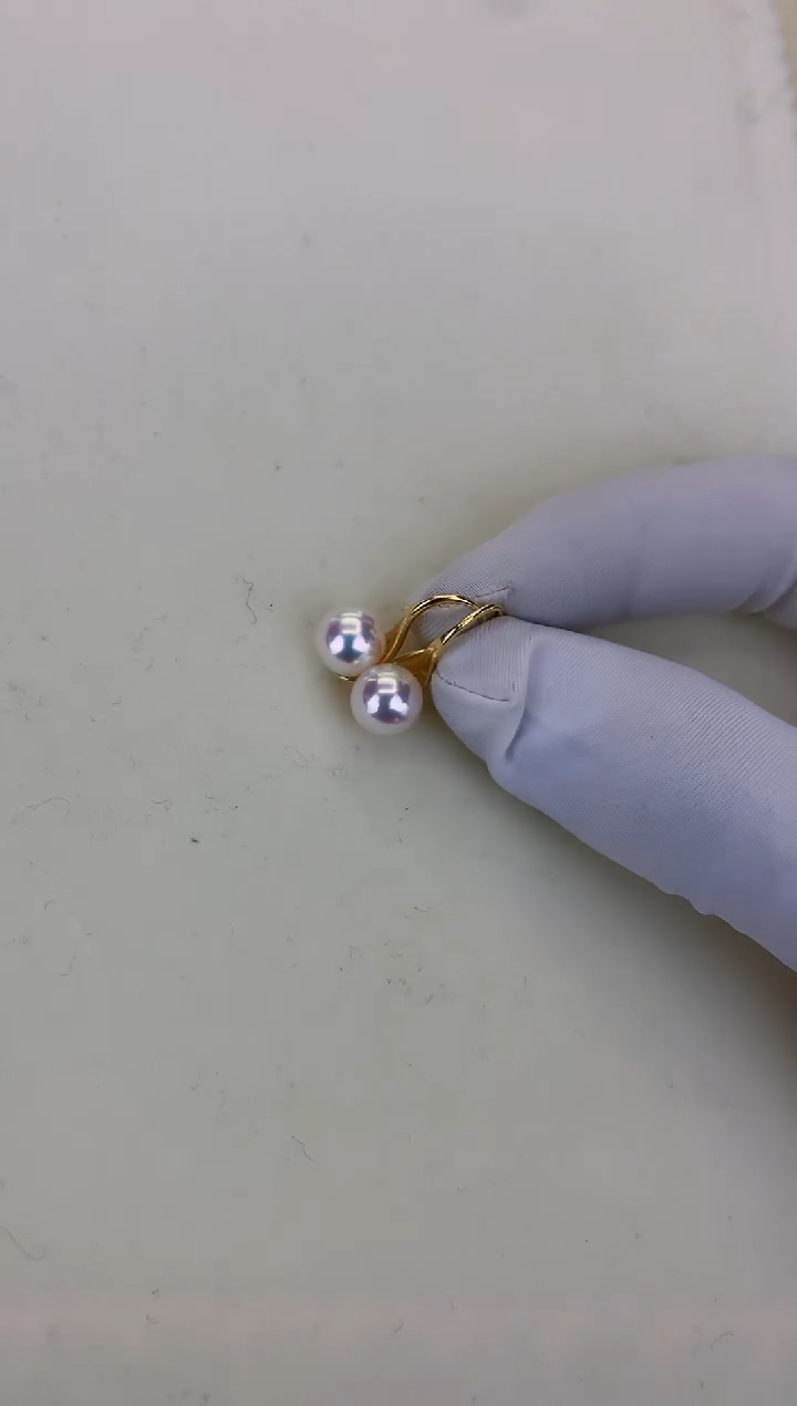 银S925镶嵌DA海水珍珠 GD260 7-8 耳钩