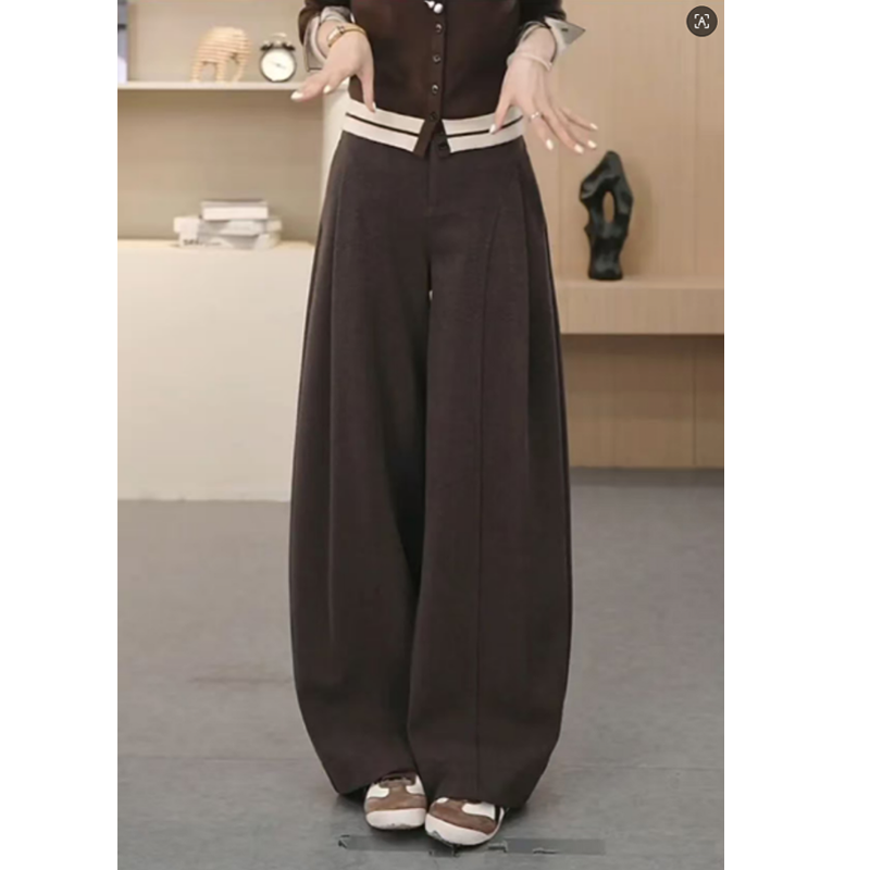 【慧楹·贝斯裤】女2025冬新款高腰厚款垂感百搭显瘦直筒阔腿休闲裤