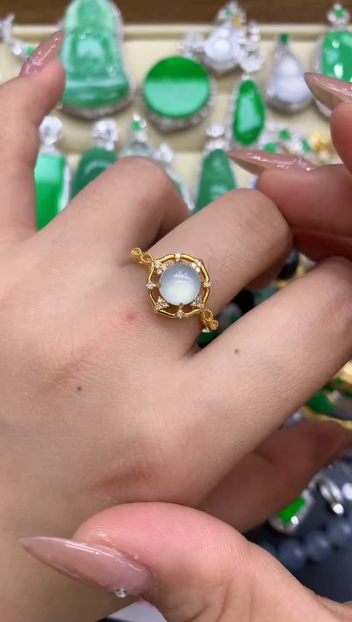 18K金镶嵌戒指翡翠214-中国好珍宝