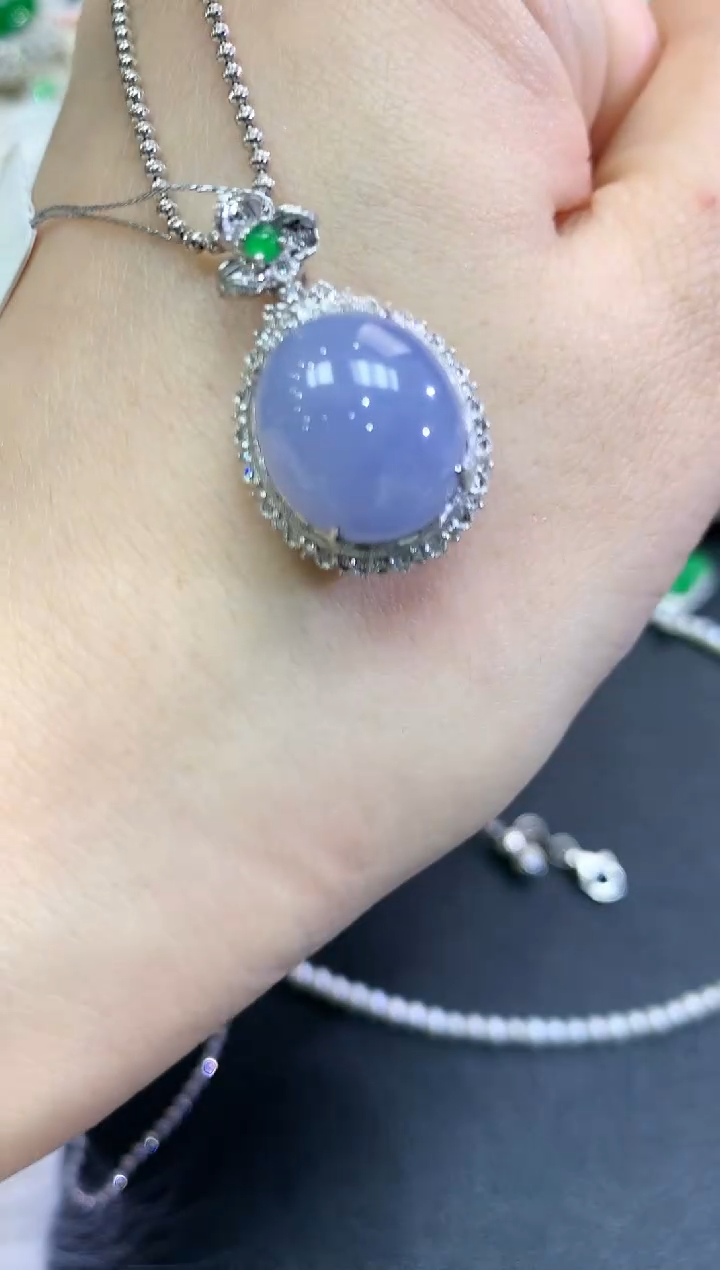 【闪购商品】翡翠颈饰18K金镶嵌B70   紫货有色差